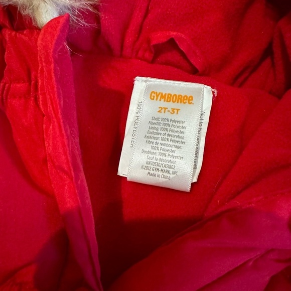 Gymboree toddler girlโs puffy red jacket with faux fur hood (2-3T) - Picture 5 of 5